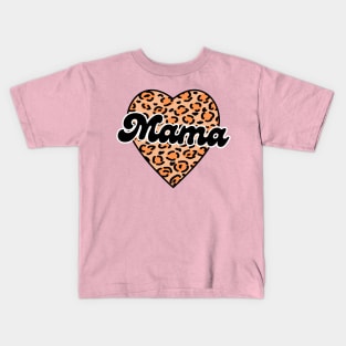 Leopard Print Heart Mama Cool Valentine Kids T-Shirt